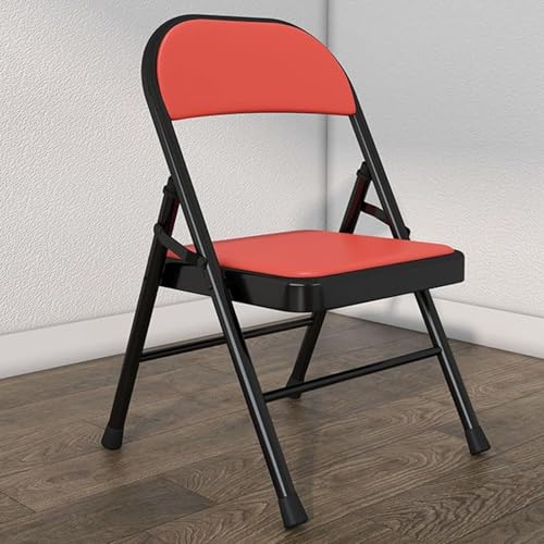 NMVAWIPT 2er-Pack Klappstühle for Die Freizeit – Basis Aus Verstärktem Stahl, Sitzfläche PVC-Leder, Gepolsterte Rückenlehne Zuhause, Büro, Arbeitszimmer(Red) von NMVAWIPT