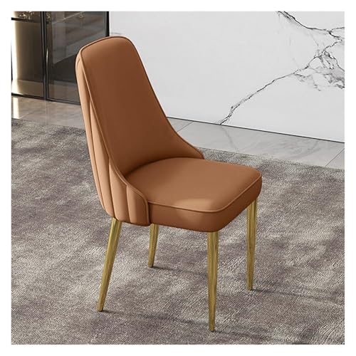 NMVAWIPT 2er-Pack Mid-Century-Esszimmerstühle Mit Goldenen Metallbeinen, Moderne Seitenstühle Aus PU-Leder(Brown) von NMVAWIPT