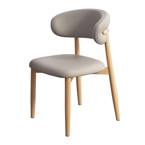 NMVAWIPT 2er-Pack Moderne Esszimmerstühle Aus Holz Mit Kunstlederpolsterung Und Gebogener Rückenlehne for Küche Wohnzimmer(Light Gray,Wooden Legs) von NMVAWIPT
