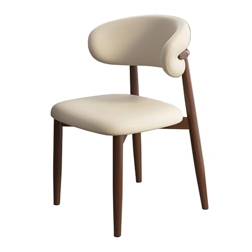 NMVAWIPT 2er-Pack Moderne Esszimmerstühle Aus Holz Mit Kunstlederpolsterung Und Gebogener Rückenlehne for Küche Wohnzimmer(Off White,Walnut Legs) von NMVAWIPT