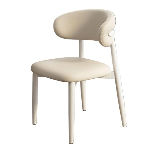 NMVAWIPT 2er-Pack Moderne Esszimmerstühle Aus Holz Mit Kunstlederpolsterung Und Gebogener Rückenlehne for Küche Wohnzimmer(Off White,White Legs) von NMVAWIPT