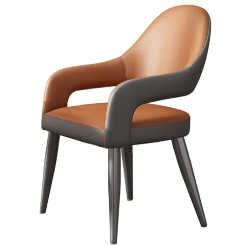 NMVAWIPT 2er-Pack Moderne Esszimmerstühle Aus Leder – Dunkelbraune Sessel Mit Metallbeinen for Das Home-Office-Restaurant(Orange) von NMVAWIPT