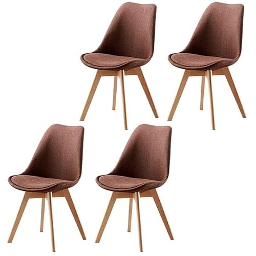 NMVAWIPT 2er-Pack Moderne Esszimmerstühle – Gepolsterte Beistellstühle Mit Metall- Und Holzbeinen(Coffee,4 Pieces) von NMVAWIPT