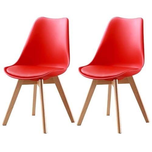 NMVAWIPT 2er-Pack Moderne Esszimmerstühle – Gepolsterte Beistellstühle Mit Metall- Und Holzbeinen(Red,2 Pieces) von NMVAWIPT