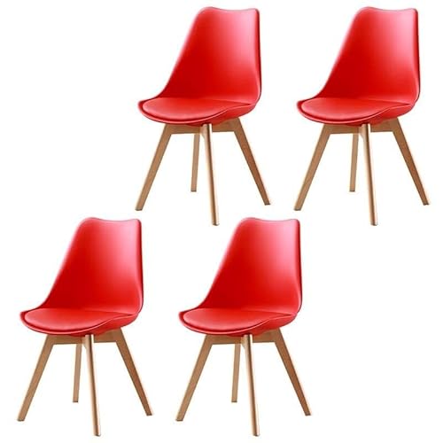 NMVAWIPT 2er-Pack Moderne Esszimmerstühle – Gepolsterte Beistellstühle Mit Metall- Und Holzbeinen(Red,4 Pieces) von NMVAWIPT