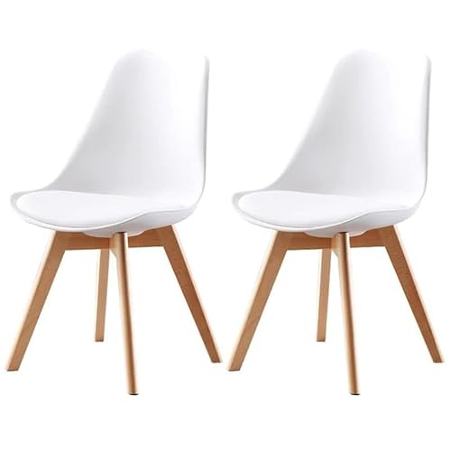 NMVAWIPT 2er-Pack Moderne Esszimmerstühle – Gepolsterte Beistellstühle Mit Metall- Und Holzbeinen(White,2 Pieces) von NMVAWIPT