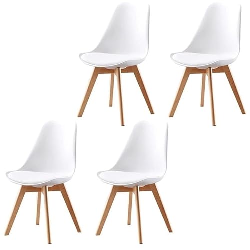 NMVAWIPT 2er-Pack Moderne Esszimmerstühle – Gepolsterte Beistellstühle Mit Metall- Und Holzbeinen(White,4 Pieces) von NMVAWIPT