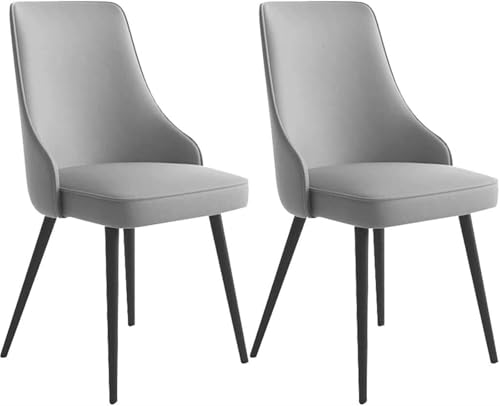 NMVAWIPT 2er-Pack Moderne Esszimmerstühle Mit Wasserdichtem PU-Leder Und Metallbeinen for Küche Wohnzimmer(Gray,Black feet) von NMVAWIPT