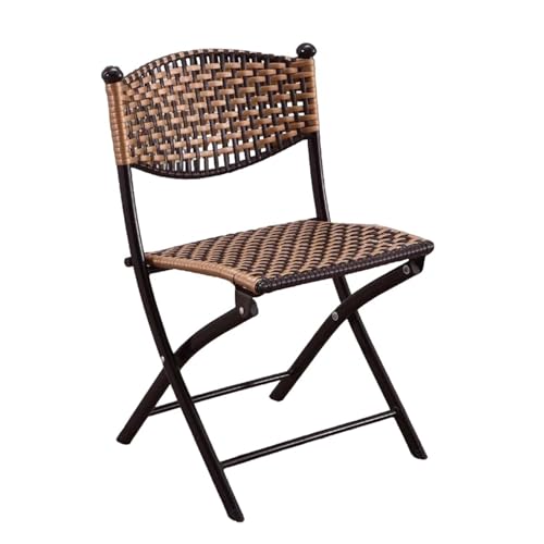 NMVAWIPT 2er-Pack Rattan-Klappstühle – 14 Zoll 16 18 Tragbarer Outdoor-Hocker Mit Rückenlehne for Gartenpicknick-Café(Brown,40cm) von NMVAWIPT