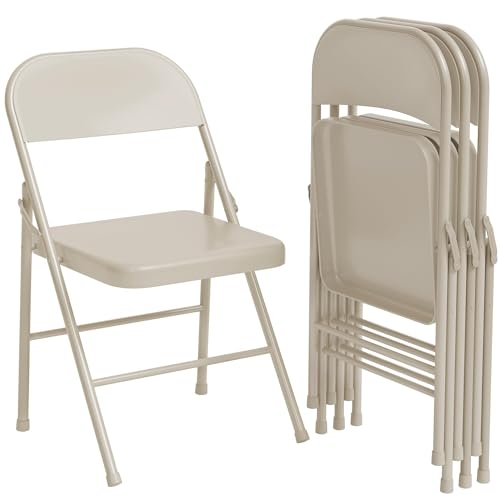 NMVAWIPT 2er-Pack Robuste Klappstühle Aus Stahl – Leicht, Stapelbar Und Wasserdicht for Drinnen, Draußen, Camping, Partys, Terrasse, Schlafzimmer, Veranstaltungen(Beige) von NMVAWIPT