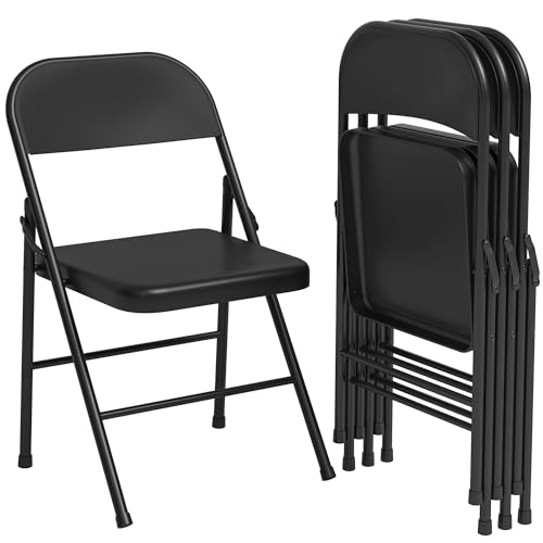 NMVAWIPT 2er-Pack Robuste Klappstühle Aus Stahl – Leicht, Stapelbar Und Wasserdicht for Drinnen, Draußen, Camping, Partys, Terrasse, Schlafzimmer, Veranstaltungen(Black) von NMVAWIPT
