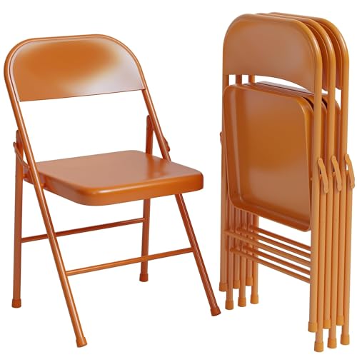 NMVAWIPT 2er-Pack Robuste Klappstühle Aus Stahl – Leicht, Stapelbar Und Wasserdicht for Drinnen, Draußen, Camping, Partys, Terrasse, Schlafzimmer, Veranstaltungen(Orange) von NMVAWIPT