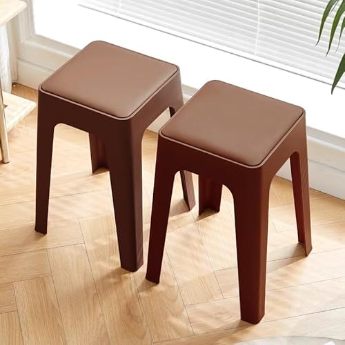 NMVAWIPT 2er-Pack Schminkhocker, Gepolsterte Dicke Sitzfläche Mit Abgerundeten Ecken, Stapelbares Design(Caramel F) von NMVAWIPT