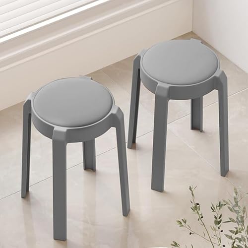 NMVAWIPT 2er-Pack Schminkhocker, Gepolsterte Dicke Sitzfläche Mit Abgerundeten Ecken, Stapelbares Design(Grey-y) von NMVAWIPT