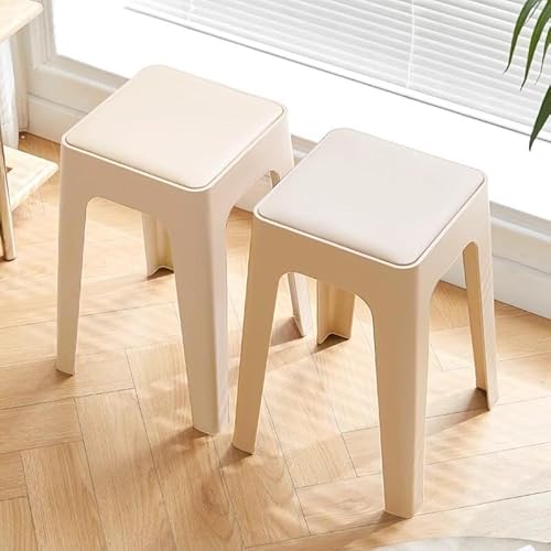NMVAWIPT 2er-Pack Schminkhocker, Gepolsterte Dicke Sitzfläche Mit Abgerundeten Ecken, Stapelbares Design(Milky F) von NMVAWIPT