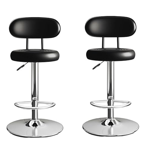 NMVAWIPT 2er-Set - 360° Drehbare Moderne Barhocker, Höhenverstellbare Barhocker, Inselstühle Aus PU-Leder(Black) von NMVAWIPT