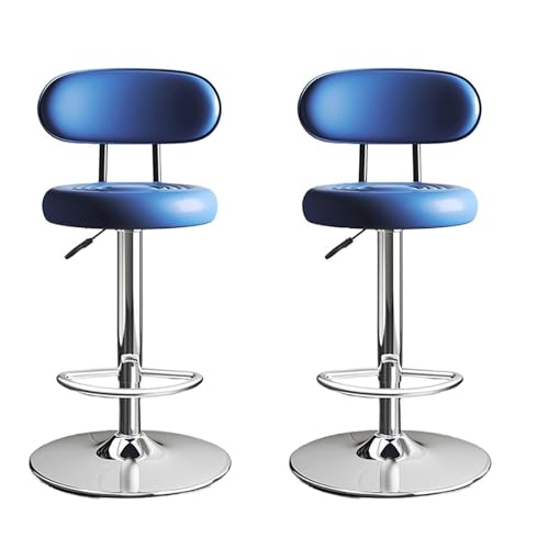 NMVAWIPT 2er-Set - 360° Drehbare Moderne Barhocker, Höhenverstellbare Barhocker, Inselstühle Aus PU-Leder(Blue) von NMVAWIPT