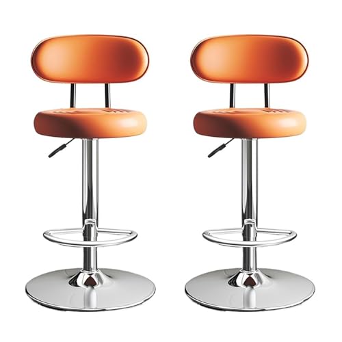 NMVAWIPT 2er-Set - 360° Drehbare Moderne Barhocker, Höhenverstellbare Barhocker, Inselstühle Aus PU-Leder(Orange) von NMVAWIPT