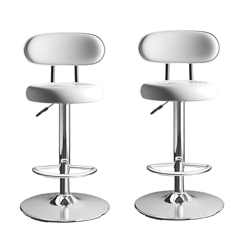 NMVAWIPT 2er-Set - 360° Drehbare Moderne Barhocker, Höhenverstellbare Barhocker, Inselstühle Aus PU-Leder(White) von NMVAWIPT