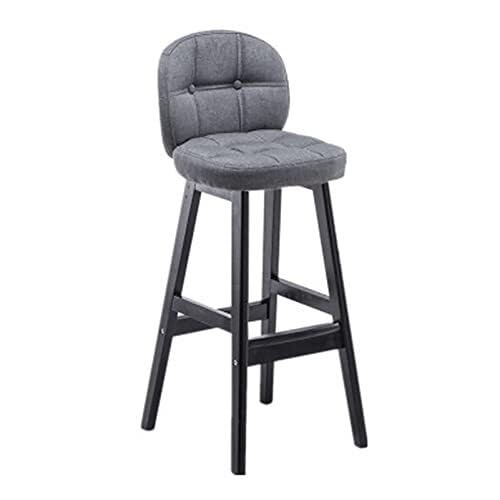 NMVAWIPT 2er-Set Barhocker Aus Baumwollleinen Mit Rückenlehne, Esszimmerhocker In Thekenhöhe, Hochdichtes Schwammkissen, Massivholzrahmen, Höhenverstellbar(Gray,High:75CM) von NMVAWIPT
