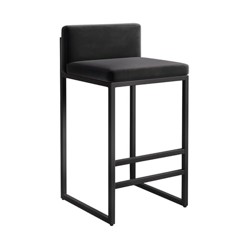 NMVAWIPT 2er-Set Barhocker Aus Samt Mit Rückenlehne Und Fußstütze, Moderne Stühle Metallrahmen Thekenhöhe for Kücheninsel Oder Esszimmer(Black,Seat Height 55cm) von NMVAWIPT