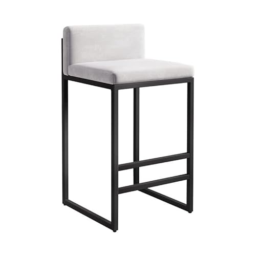 NMVAWIPT 2er-Set Barhocker Aus Samt Mit Rückenlehne Und Fußstütze, Moderne Stühle Metallrahmen Thekenhöhe for Kücheninsel Oder Esszimmer(White,Seat Height 65cm) von NMVAWIPT