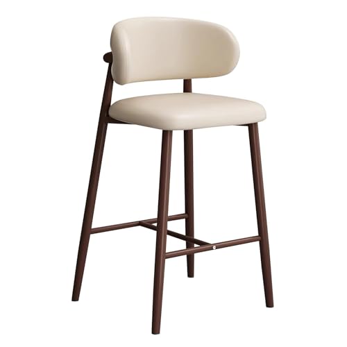 NMVAWIPT 2er-Set Barhocker In Thekenhöhe Aus PU-Leder Mit Rückenlehne Und Fußstütze, Moderner Metallrahmen for Kücheninsel Oder Esszimmer(Beige,Height 75cm/30inch) von NMVAWIPT