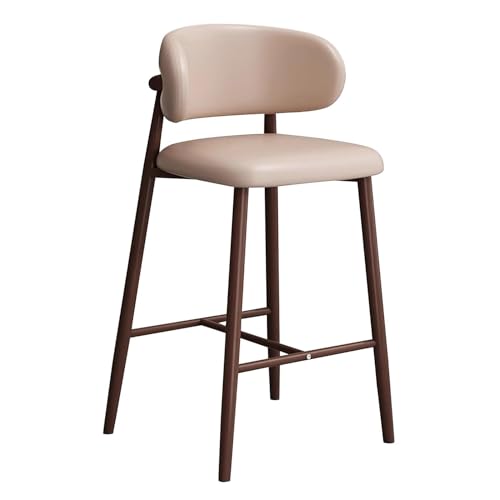 NMVAWIPT 2er-Set Barhocker In Thekenhöhe Aus PU-Leder Mit Rückenlehne Und Fußstütze, Moderner Metallrahmen for Kücheninsel Oder Esszimmer(Brown,Height 75cm/30inch) von NMVAWIPT