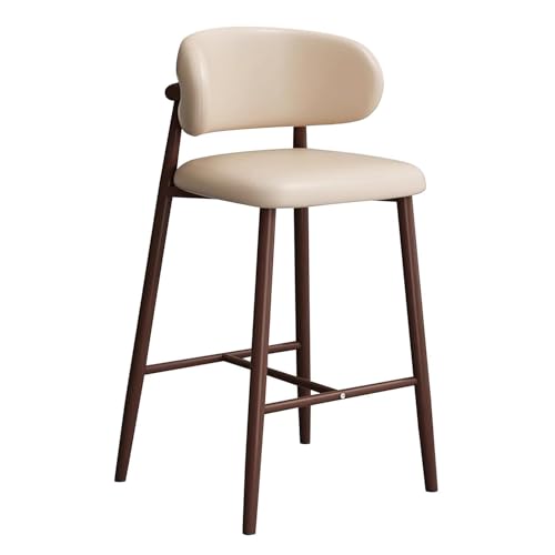 NMVAWIPT 2er-Set Barhocker In Thekenhöhe Aus PU-Leder Mit Rückenlehne Und Fußstütze, Moderner Metallrahmen for Kücheninsel Oder Esszimmer(Light Brown,Height 65cm/26inch) von NMVAWIPT