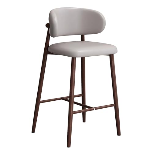 NMVAWIPT 2er-Set Barhocker In Thekenhöhe Aus PU-Leder Mit Rückenlehne Und Fußstütze, Moderner Metallrahmen for Kücheninsel Oder Esszimmer(Light Gray,Height 65cm/26inch) von NMVAWIPT