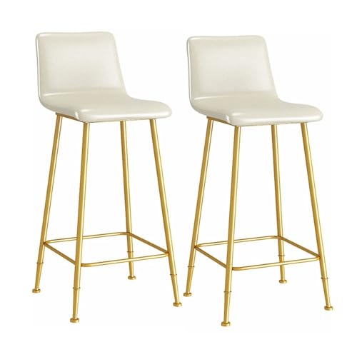 NMVAWIPT 2er-Set Barhocker In Thekenhöhe Mit Metallbeinen Und Fußstütze, Mit PU-Leder Gepolsterte Kücheninselstühle(Beige,25.6in) von NMVAWIPT
