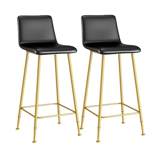 NMVAWIPT 2er-Set Barhocker In Thekenhöhe Mit Metallbeinen Und Fußstütze, Mit PU-Leder Gepolsterte Kücheninselstühle(Black,25.6in) von NMVAWIPT