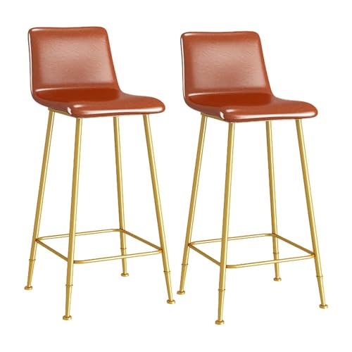 NMVAWIPT 2er-Set Barhocker In Thekenhöhe Mit Metallbeinen Und Fußstütze, Mit PU-Leder Gepolsterte Kücheninselstühle(Brown,29.5in) von NMVAWIPT