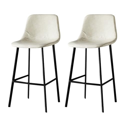NMVAWIPT 2er-Set Barhocker In Thekenhöhe Mit Rückenlehne, Kücheninselstühle Aus Kunstleder(Beige,75cm) von NMVAWIPT