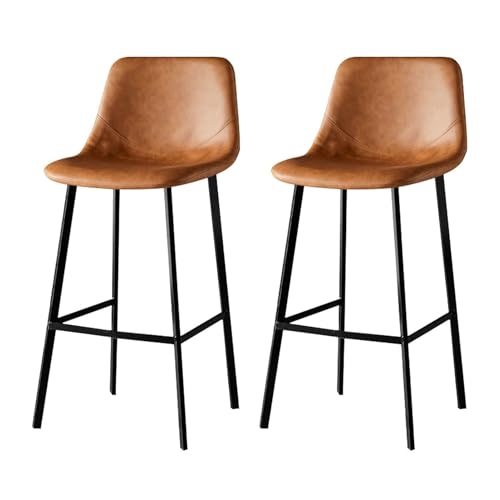 NMVAWIPT 2er-Set Barhocker In Thekenhöhe Mit Rückenlehne, Kücheninselstühle Aus Kunstleder(Brown,65cm) von NMVAWIPT