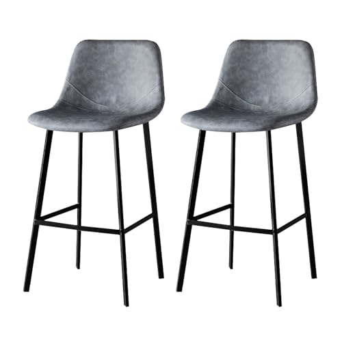 NMVAWIPT 2er-Set Barhocker In Thekenhöhe Mit Rückenlehne, Kücheninselstühle Aus Kunstleder(Gray,65cm) von NMVAWIPT