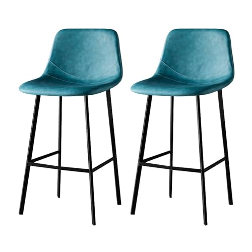 NMVAWIPT 2er-Set Barhocker In Thekenhöhe Mit Rückenlehne, Kücheninselstühle Aus Kunstleder(Lake Blue,65cm) von NMVAWIPT