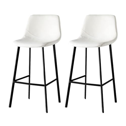 NMVAWIPT 2er-Set Barhocker In Thekenhöhe Mit Rückenlehne, Kücheninselstühle Aus Kunstleder(White,65cm) von NMVAWIPT