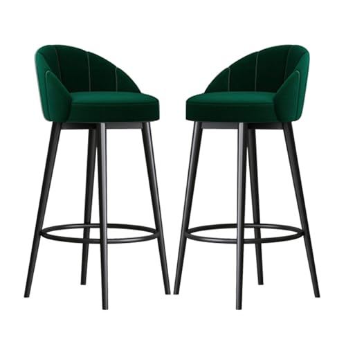 NMVAWIPT 2er-Set Barhocker Mit Samtpolsterung Und Rückenlehne Aus Metallrahmen for Die Bartheke In Der Kücheninsel(Green,75cm) von NMVAWIPT