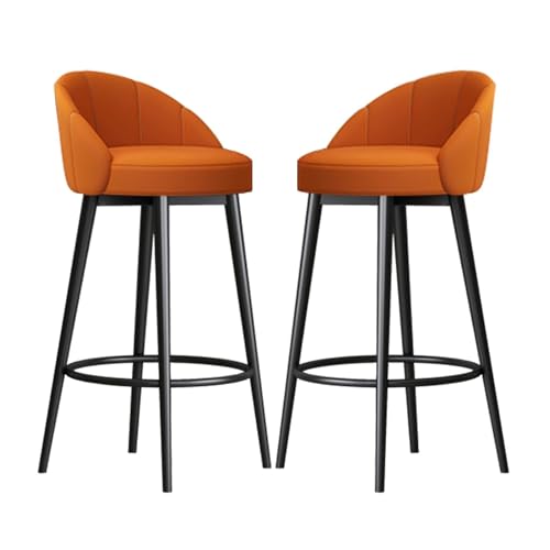 NMVAWIPT 2er-Set Barhocker Mit Samtpolsterung Und Rückenlehne Aus Metallrahmen for Die Bartheke In Der Kücheninsel(Orange,65cm) von NMVAWIPT