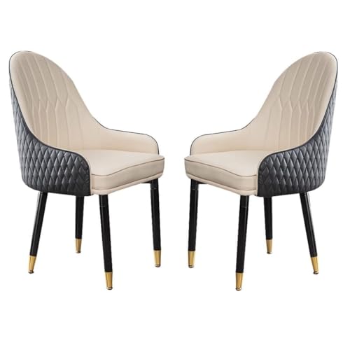 NMVAWIPT 2er-Set Esszimmerstühle, Küchensessel Aus Mikrofaserleder Mit Weich Gepolsterter Sitzfläche Und Beinen Buchenholz for Büro, Lounge, Schlafzimmer(Black+beige) von NMVAWIPT