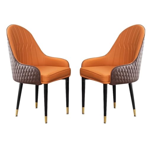 NMVAWIPT 2er-Set Esszimmerstühle, Küchensessel Aus Mikrofaserleder Mit Weich Gepolsterter Sitzfläche Und Beinen Buchenholz for Büro, Lounge, Schlafzimmer(Coffee+orange) von NMVAWIPT