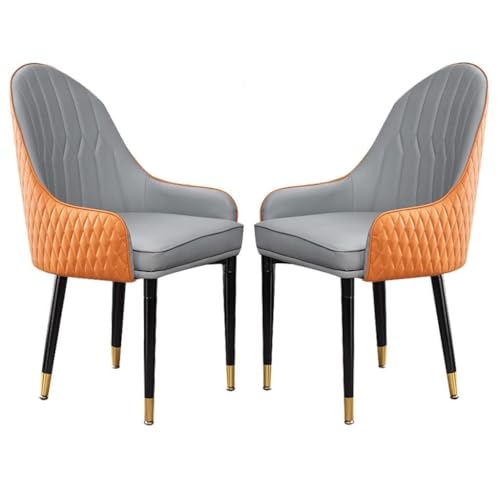 NMVAWIPT 2er-Set Esszimmerstühle, Küchensessel Aus Mikrofaserleder Mit Weich Gepolsterter Sitzfläche Und Beinen Buchenholz for Büro, Lounge, Schlafzimmer(Orange+Light Ash) von NMVAWIPT