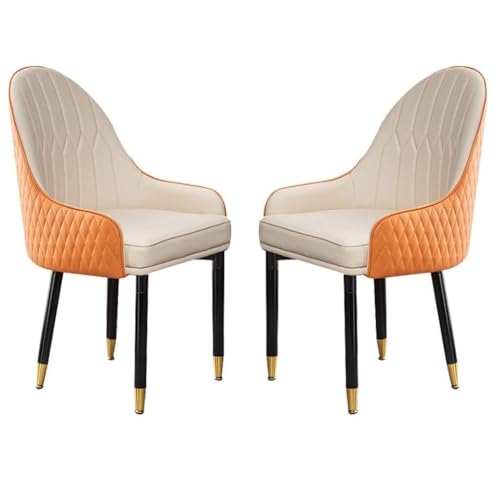 NMVAWIPT 2er-Set Esszimmerstühle, Küchensessel Aus Mikrofaserleder Mit Weich Gepolsterter Sitzfläche Und Beinen Buchenholz for Büro, Lounge, Schlafzimmer(Orange+beige) von NMVAWIPT