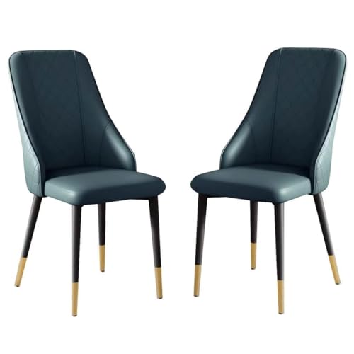 NMVAWIPT 2er-Set Esszimmerstühle for Die Küche, Gepolsterter Weicher Sitz Aus PU-Leder Mit Hoher Rückenlehne, Stabile Metallbeine Karbonstahl(Dark Green,Golden Leg) von NMVAWIPT