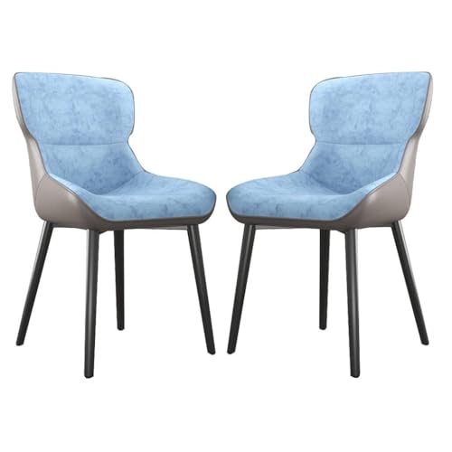 NMVAWIPT 2er-Set Küchen-Esszimmerstuhl Mit PU-Kissen-Rückenlehne, Stühle Beinen Aus Kohlenstoffstahl, Moderne Mid-Century-Wohnzimmerseite(Blue) von NMVAWIPT