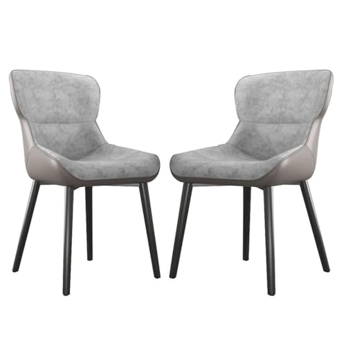 NMVAWIPT 2er-Set Küchen-Esszimmerstuhl Mit PU-Kissen-Rückenlehne, Stühle Beinen Aus Kohlenstoffstahl, Moderne Mid-Century-Wohnzimmerseite(Dark Gray) von NMVAWIPT