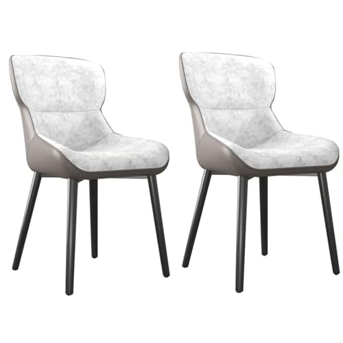 NMVAWIPT 2er-Set Küchen-Esszimmerstuhl Mit PU-Kissen-Rückenlehne, Stühle Beinen Aus Kohlenstoffstahl, Moderne Mid-Century-Wohnzimmerseite(Light Gray) von NMVAWIPT