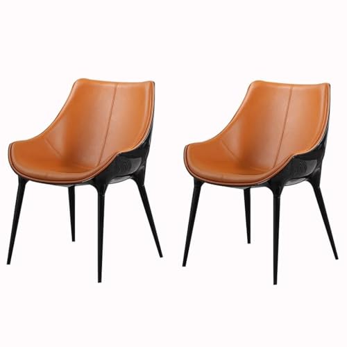 NMVAWIPT 2er-Set Küchenstuhl, Moderne Esszimmerstühle for Wohnzimmer Und Schlafzimmer, Sessel Mit Sitz Rückenlehne Aus Leder Beinen Massivem Stahl(Color 2) von NMVAWIPT