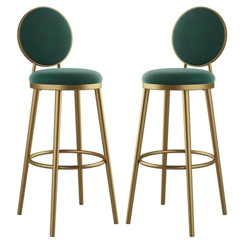 NMVAWIPT 2er-Set Moderne Barhocker Mit Samtpolsterung, Mit Metallrahmen, Rückenlehne Und Fußstütze, Hoher Stuhl for Esszimmer Oder Küche(Dark Green,45cm Seat Height) von NMVAWIPT